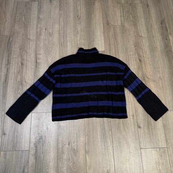 Madewell Ribbed Cashmere-Wool Blend Pullover Sweater WMNS S Cobalt Striped Knit - Picture 5 of 7